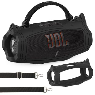 JCHPINE Silicone Case for JBL Charge 6 Portable Speaker, Protective Cover for JBL Charge 6 Pro AI Sound Speaker Accessories (Black Case)