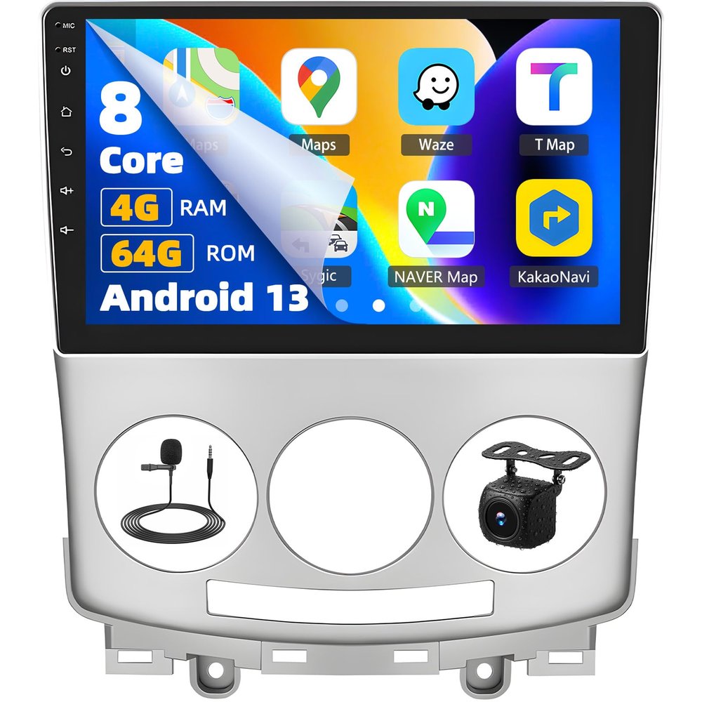 8 Core, 4G+64G Car Stereo Radio for Mazda 5 2005-2010 Wireless A-pple Carplay Android Auto, Android 13 9" IPS Touchscreen Audio Bluetooth 5.0 FM/RDS DSP 32EQ GPS Navigation WiFi 59UI SWC+Backup Cam