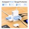 10 FT + 25 FT Surge Protector Power Strip, 12 Outlets & 4 USB Ports (2 USB C) + 8 AC Outlets with 3 USB Ports, 4000J + 1080J, 1625W 13A + 1250W 10A view 3