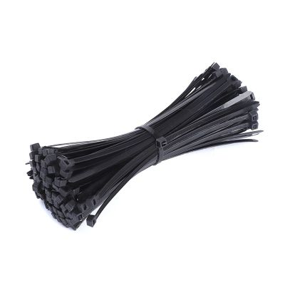 200PCS Nylon Cable Clamp Self-Locking Cable Ties Adjustable Wire Zip Tie Home Office Plastic Fastening Loop Strap(Black,4x200mm)