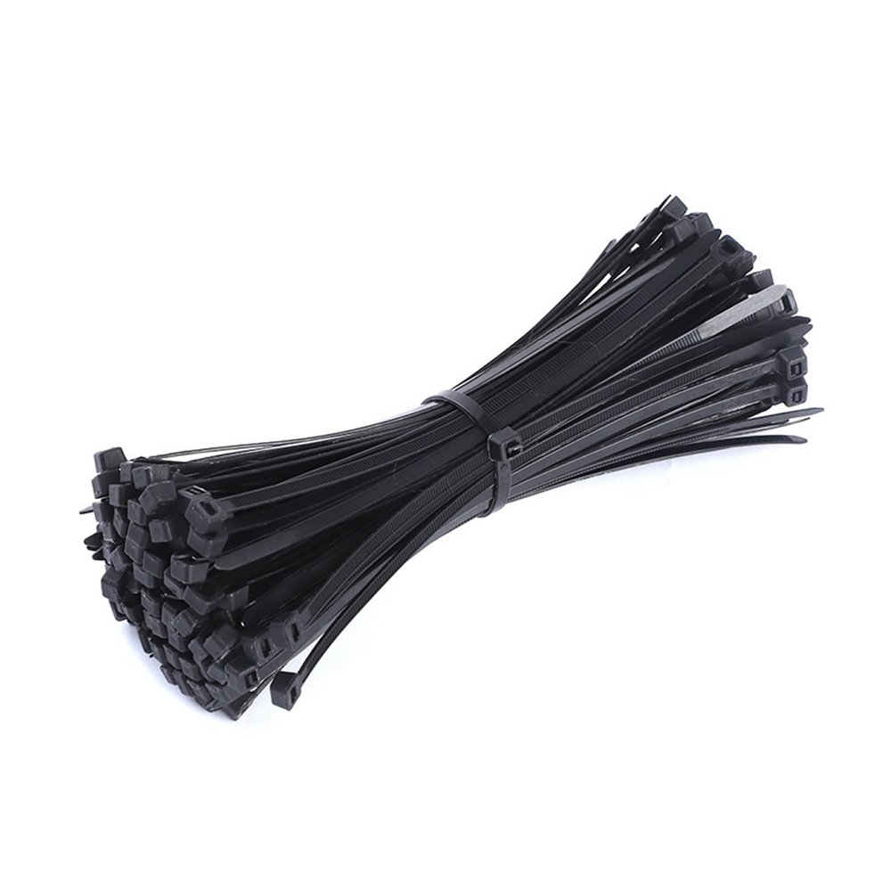 200PCS Nylon Cable Clamp Self-Locking Cable Ties Adjustable Wire Zip Tie Home Office Plastic Fastening Loop Strap(Black,4x200mm)