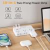 DEPOW 2 Prong to 3 Prong Adapter Power Strip - 6 Outlets & 4 USB Ports (2 USB-C), 1050J Two Prong Surge Protector, 5FT Extension Cord, Wall Mount - Ideal for Old Houses Non-Grounded Outlets view 3