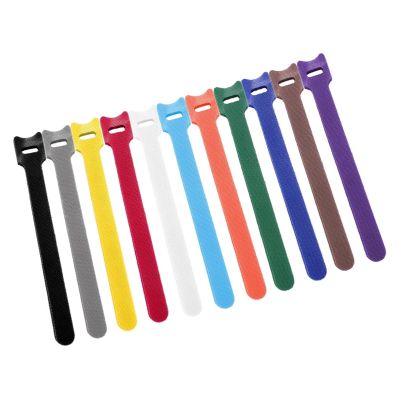 50pcs Releasable Cable Ties Plastics Nylon Hook Loop Wrap Zip Bundle Fastener Straps Detachable T-Type Wire Organizer(Multi-Colored,250mm)