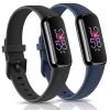 2 Pack Bands for Fitbit Luxe Bands Women Men, Soft Silicone Wristband Replacement Strap for Fitbit Luxe/Luxe Special Edition Fitness Tracker (Black/Navy Blue, Large) view 1
