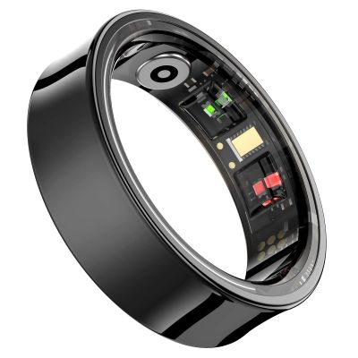 ASHATA Smart Ring Fitness Tracker, Bluetooth 5.3 Smart Health Ring with Motion Monitoring, Pedometer, Sleep Tracking Wearable, 5ATM, with Charging Cable (Black3)