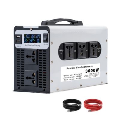 12V to 220V,1500 Watt Pure Sine Wave Power Inverter 12V 24V 48V 60V 72VDC to 110V 220V AC Converter, Peak Power 3000W for Family RV Off Grid Solar Car with 5 AC Power Outlets