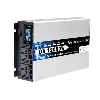 12V to 220V,12000W Pure Sine Wave Power Inverters,Car Solar Inverter DC 12V 24V 48V 60V 72V to AC 110V 220V with LCD Display 2 AC Outlets Dual for Car Home RV