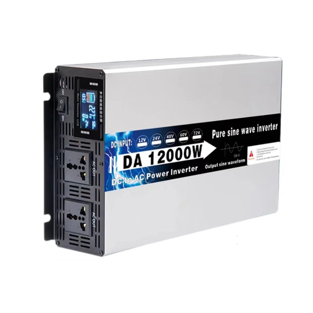 12V to 220V,12000W Pure Sine Wave Power Inverters,Car Solar Inverter DC 12V 24V 48V 60V 72V to AC 110V 220V with LCD Display 2 AC Outlets Dual for Car Home RV