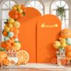 Orange Arch Backdrop Covers - 7.2FT, 6FT Spandex Fitted Wedding Arch Stand Covers Round Top Chiara Stretchy Arch Backdrop Cover for Thanksgiving Wedding Birthday Party Decoration view 1