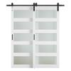 60''84'' 5 Glass Bypass Manufactured Wood Barn Door with Installation Hardware Kit view 2