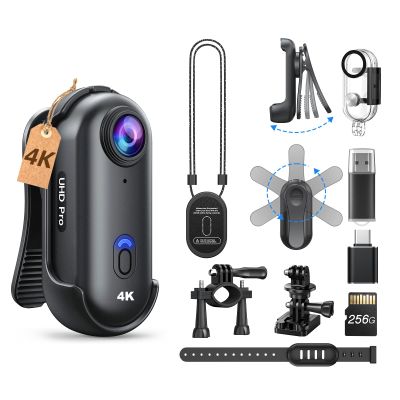 BOBLOV W4 4K Mini Body Camera, 256G Wearable Cam with Waterproof Case, Magnetic Clip, and Quick-Mount Accessories, 96 Minutes for Recording, Easy to Use for Lecture, Traveling, and Outdoors Activities