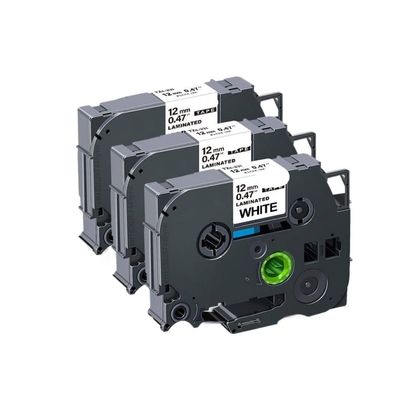 3 Pack 12mm Label Tape Compatible with TZE231 TZE131 TZE631 TZE334 Laminated for Label Makers PTH110(Black on White-3PK)