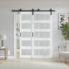 52''84'' 5 Glass Bypass Manufactured Wood Barn Door with Installation Hardware Kit view 1