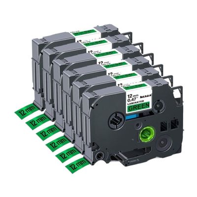 12mm Tze231 Compatible Label Tape 6/12PK for 231 131 631 831 931 334 335 Compatible with PTH110 Label Maker(6PK Black on Green)