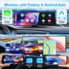10.26 Carplay Screen for Car, HD IPS Wireless Portable Touch Screen with 64GB TF Card  Supports Apple Carplay & Android Auto, Mirror Link/4K Dash Cam/1080P Rear Camera/BT/FM/Voice Control view 4