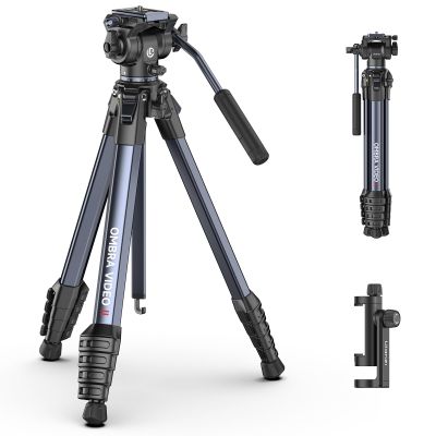 ULANZI Ombra Xiang  Camera Video Tripod w Fluid Head, 61.5" Travel Tripod w 360 Rotated Arca Quick Release Plate, Portable Stand for Phone Camera Vlogging Video Shooting with Carry Bag Phone Clamp