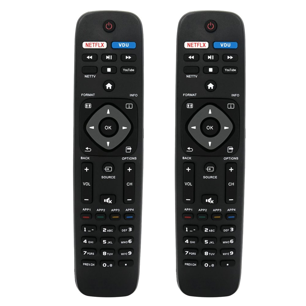 2 Pack NH500UP Replacement Remote Compatible with Philips Smart TV, LED LCD Android & Google TVs, Backup for URMT26CND001 URMT26RST004 NH800UP BT800 98GR8BDENTPHT YKF308-007 RF402A-V14 URMT47CND002