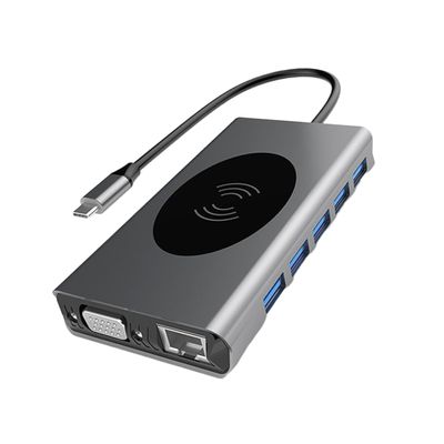 Balacoo Type-C to VGA PD Charging Hub Audio Docking Station Compatible Laptops and Desktops Silver USB Hub Adapter