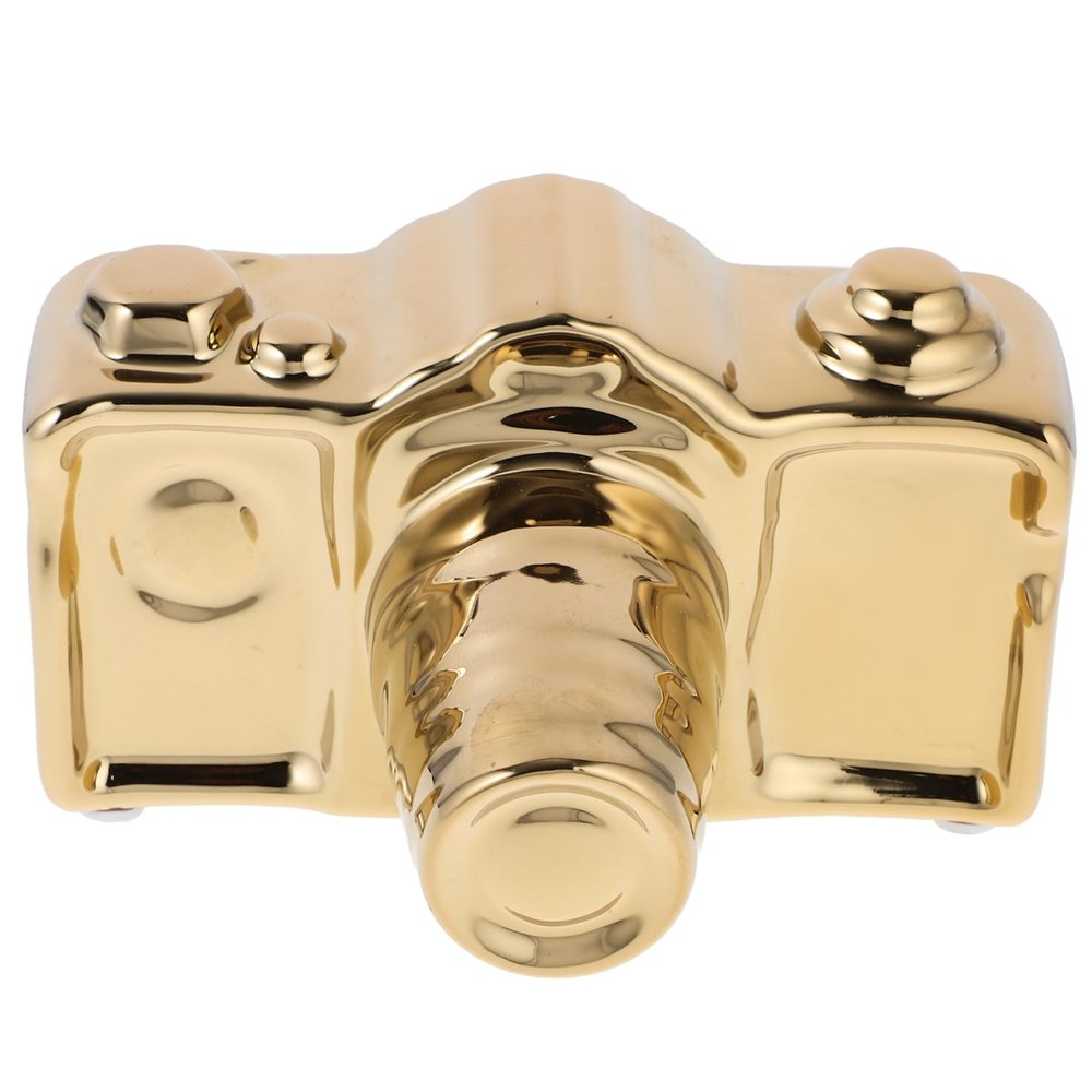 Ceramic Camera Figurine Golden Camera-Shaped Home Decor Accent