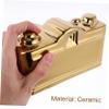 Ceramic Camera Figurine Golden Camera-Shaped Home Decor Accent view 4