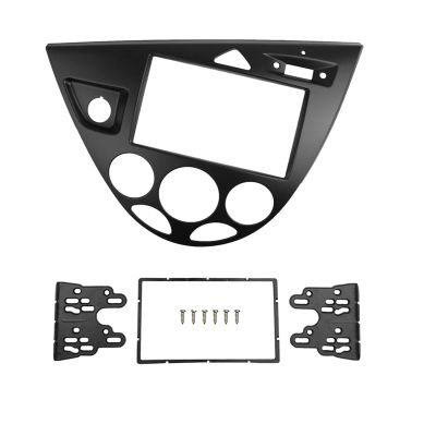 Apply Double 2 Din Stereo Panel Compatible for Ford Focus Fiesta Fascia Radio DVD Frame CD Bezel Refitting Installation Trim Kit(LHD Black)