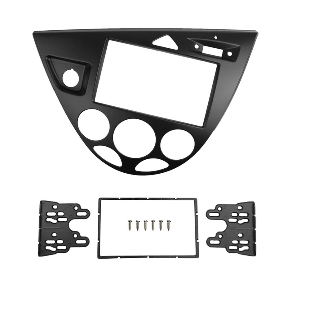 Apply Double 2 Din Stereo Panel Compatible for Ford Focus Fiesta Fascia Radio DVD Frame CD Bezel Refitting Installation Trim Kit(LHD Black)