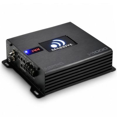 Massive Audio H1000 | 1050 Watt RMS / 2100w Max 1 Ohm Stable Mono Block Hippo Series High Performance Amplifier with Bass Remote