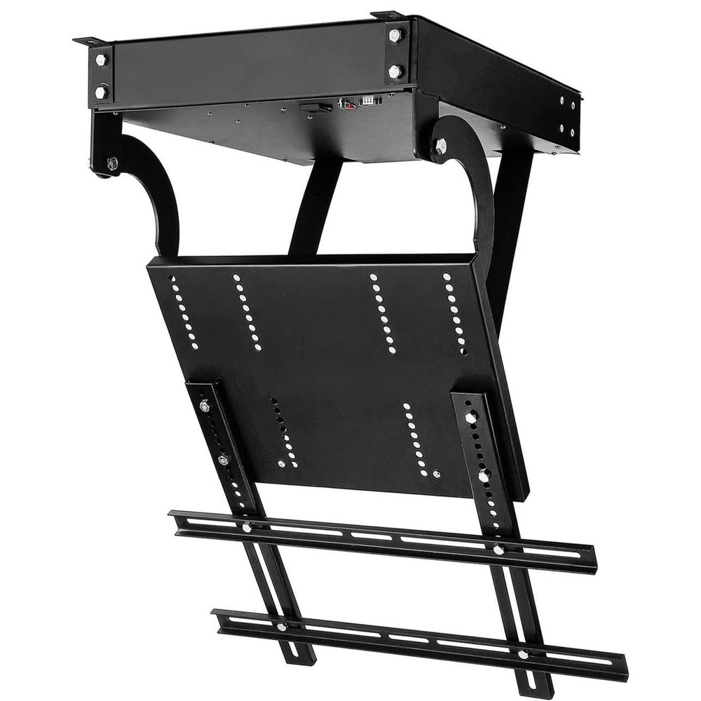 GHRERTX Electric TV Stand,Electric Adjustable Ceiling TV Lift Mount with Remote Control,Large Flip Down Motorized Hanging Bracket,90 Flip Down,Up to 176 Lbs,for 32-98 Inch Screens(32-42in)