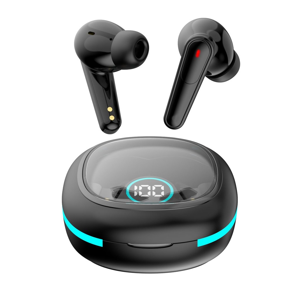 Boannice Wireless Bluetooth Headset,ANC+ENC Noise Cancellation,Bluetooth 5.4+EDR Ultra-Low Latency,10mm HiFi Subwoofer,Dazzling Colorful Breathing Lights Charging Compartment + Smart Touch Controls