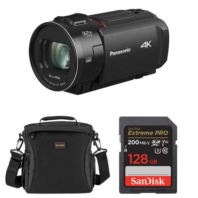 Panasonic HC-VX3 4K UHD Camcorder, Bundle with 128GB Memory Card and Shoulder Bag