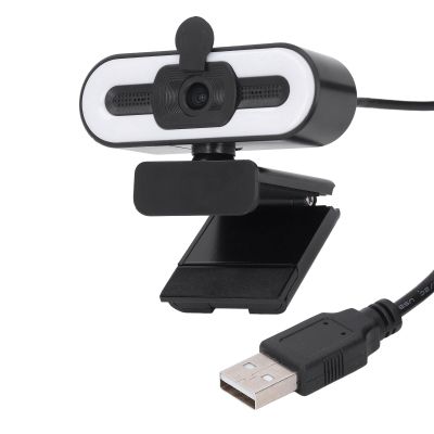 1080P HD Webcam with Microphone 120 Wide Angle Lens 360 Rotatable Built in Light 3 Adjustable Modes Plug and Play for Video Streaming Conference