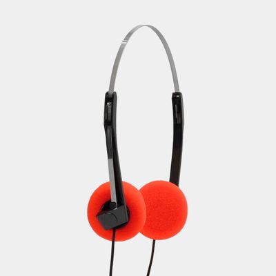 Retrospekt Retro Foam On-Ear Headphones  On-Ear Wired Headphones with Foam Earpads  3.5mm Jack for Cassette Players, Walkmans, Boomboxes & More  Vintage-Style (Red)