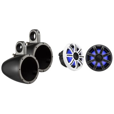 Kicker Premium Marine 8" 51MSC8 with 43KMTES8B Black Enclosures UTV/Wake Boarding