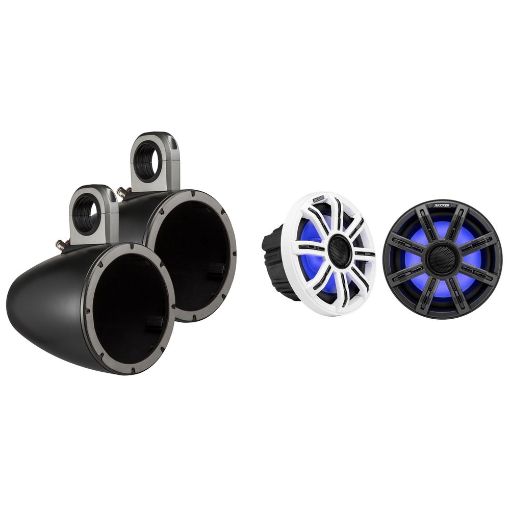 Kicker Premium Marine 8" 51MSC8 with 43KMTES8B Black Enclosures UTV/Wake Boarding