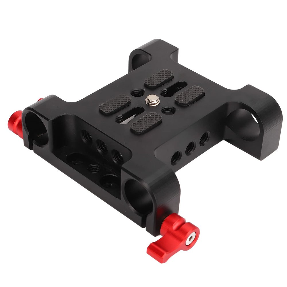 Bognajin 1/4in Screw Interface Camera Mounting Base Plate, Aluminum Alloy, 15mm Pipe Diameter, Scratch DSLR Accessory for FS7, A7, A7C, C100, C300, C500, GH5, XT4