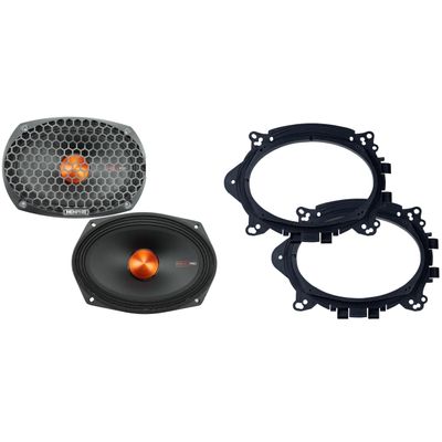 Memphis Audio MJP69 MOJO PRO 6X9 (Pair) NEO MID with Grille with OEMBKT69 Vehicle Specific 6X9 Speaker Adaptors