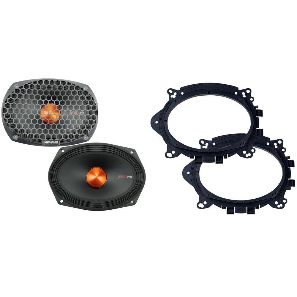 Memphis Audio MJP69 MOJO PRO 6X9 (Pair) NEO MID with Grille with OEMBKT69 Vehicle Specific 6X9 Speaker Adaptors