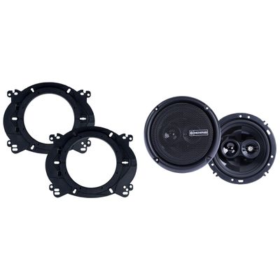 Memphis Audio PRX603 Power Reference Series 6.5" 3-Way Coaxial Speakers with Swivel Tweeters - Pair with OEMBKT60 Vehicle Specific 6 1/2"" Speaker Adaptors