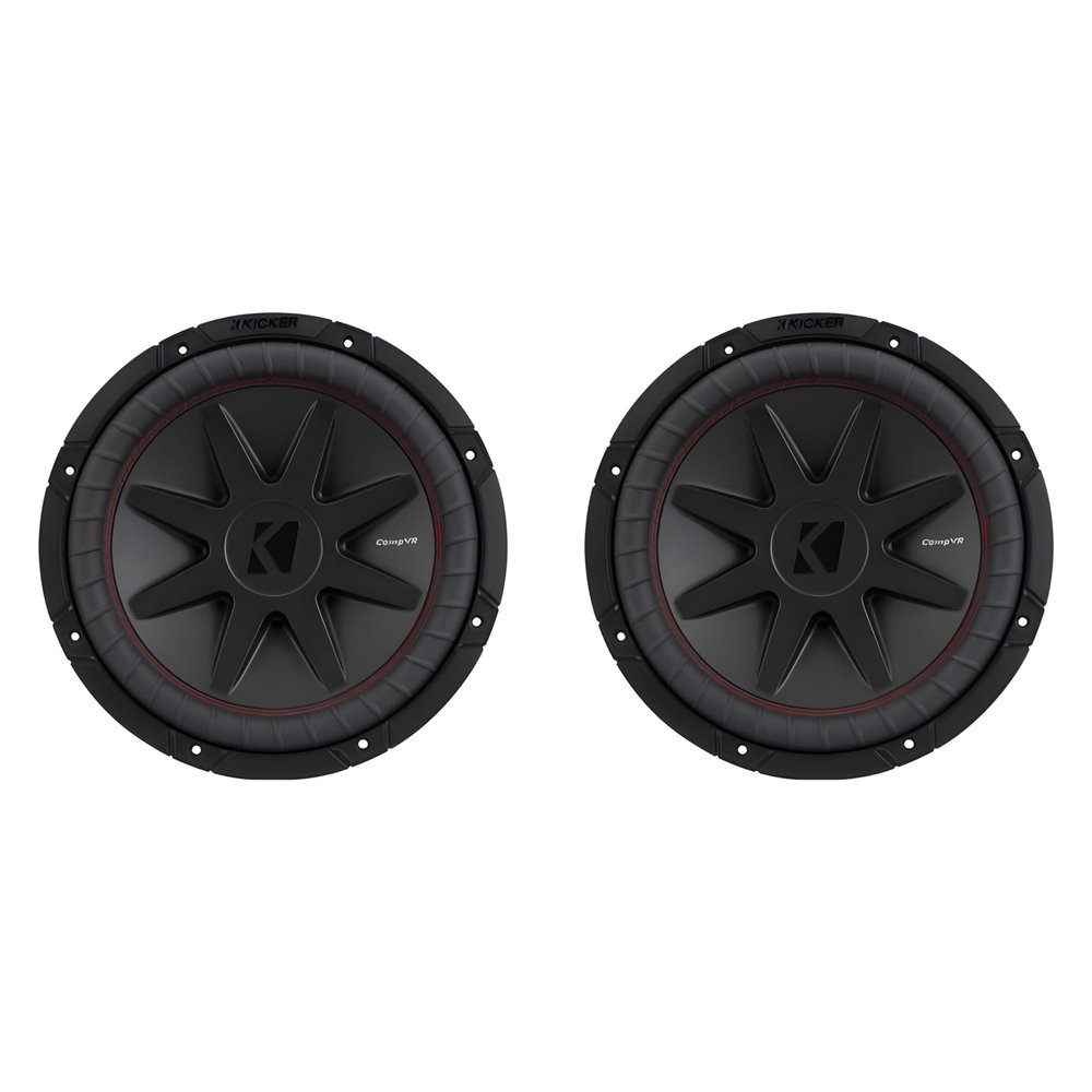 Kicker 52CVR12 CompVR 12-Inch (300mm) Subwoofer, 2-Ohm DVC Bundle