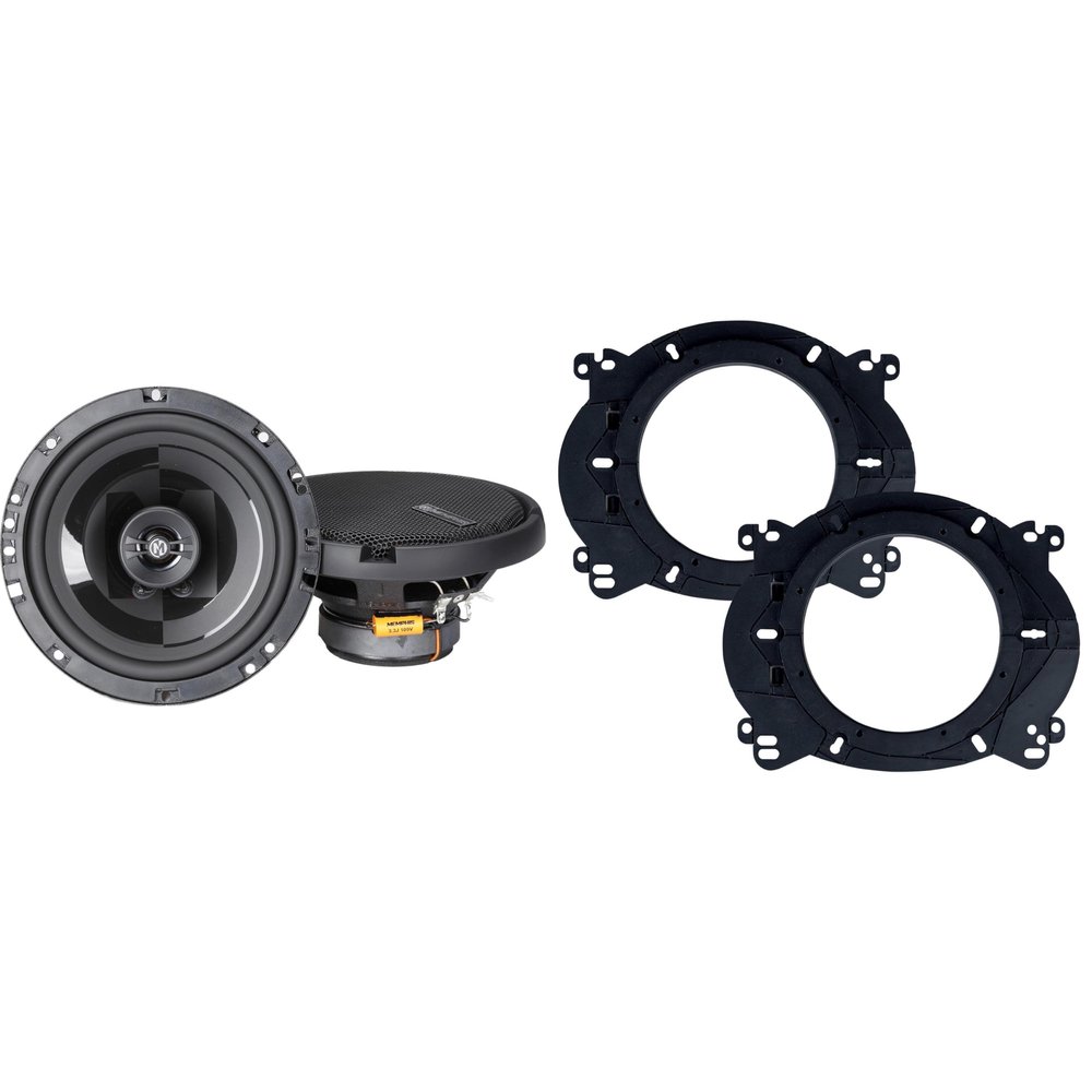 Memphis PRX60S Power Reference Series 6.5" 2-Ohm Oversized Shallow 2-Way Speakers with Swivel Tweeters with OEMBKT60 Vehicle Specific 6 1/2"" Speaker Adaptors