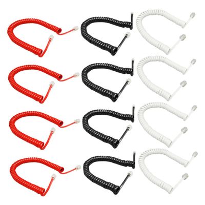 CIYODO 12pcs Curly Phone Cord for Landline Phones Anti-Tangle Swivel Cable Telephone Accessory Black White Red