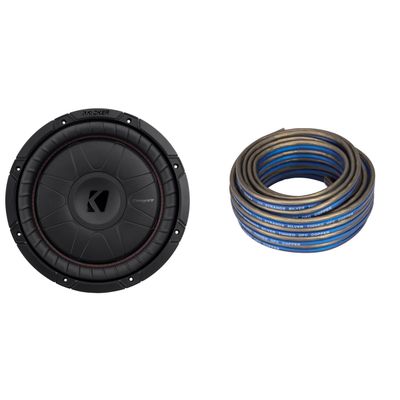 KICKER 52CVT12 CompVT 12-Inch (300mm) Subwoofer, 4-Ohm w/Speaker Wire Bundle