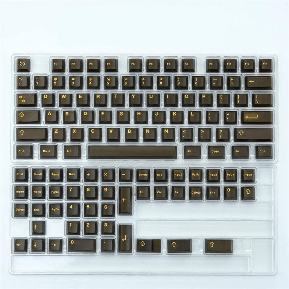114 Classic Transparent Emerald Green Double Shot Keycaps Compatible with Profile MX Switch Compatible Gamer Keyboard(121 Key Balck Gold)