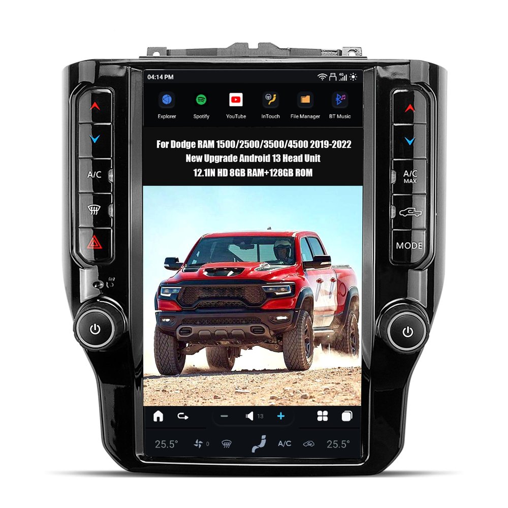AUCARAUTO AuCar 12.1 Inch Touch Screen Car Radio Head Unit for Dodge RAM 1500/2500/3500/4500 2019 2020 2021 2022, Android 13 Car Multimedia Stereo Video Player GPS Navigation 8GB RAM 128GB ROM