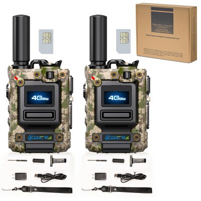4G LTE PoC Radio 4-Pack, Global Unlimited Range Walkie Talkies 5000+ Miles, Nationwide Long Distance Two-Way Radios with Built-in SIM Card, 12-Month Data Plan Included for Truck Fleet & Construction
