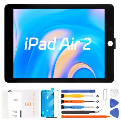 Screen Replacement for iPad Air 2 2014 A1566, A1567 9.7" LCD Display Touch Digitizer Assembly with Repair Tools(Black)