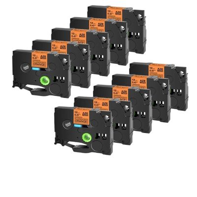 10 Pack Compatible TZ White 231 Label Tape for TZE 231 12mm 24mm Label Maker Ribbon for Machines(Black on Flu-Orange)