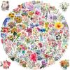 100pcs Flower Stickers for Girl, Cute Floral Aesthetic Waterproof Vinyl Decal for Kids Teen Adult Water Bottle Laptop Phone Computer Skateboard Luggage Notebook (Flower) view 1