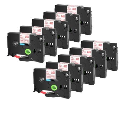 10 Pack Compatible TZ White 231 Label Tape for TZE 231 12mm 24mm Label Maker Ribbon for Machines(Red on White)