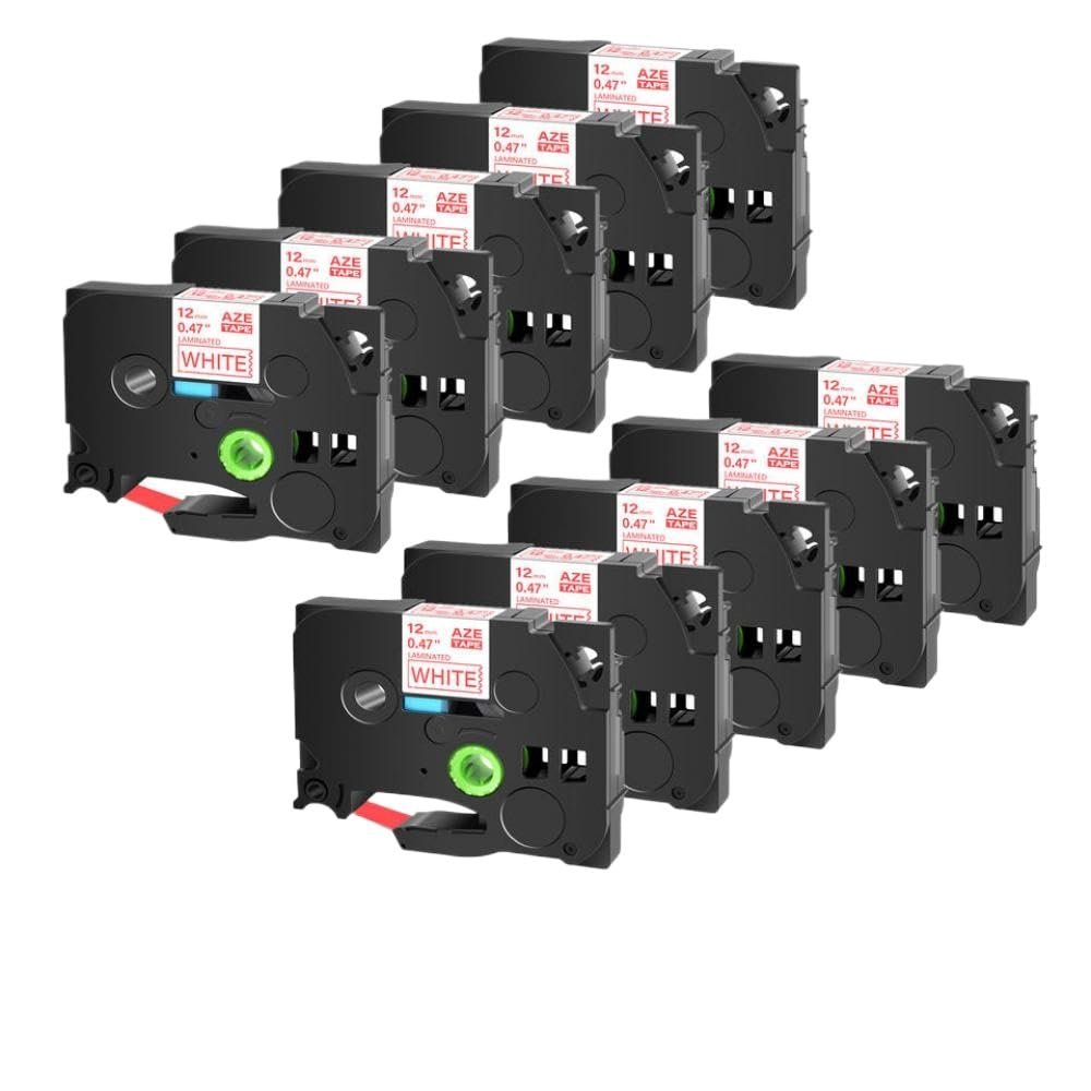 10 Pack Compatible TZ White 231 Label Tape for TZE 231 12mm 24mm Label Maker Ribbon for Machines(Red on White)